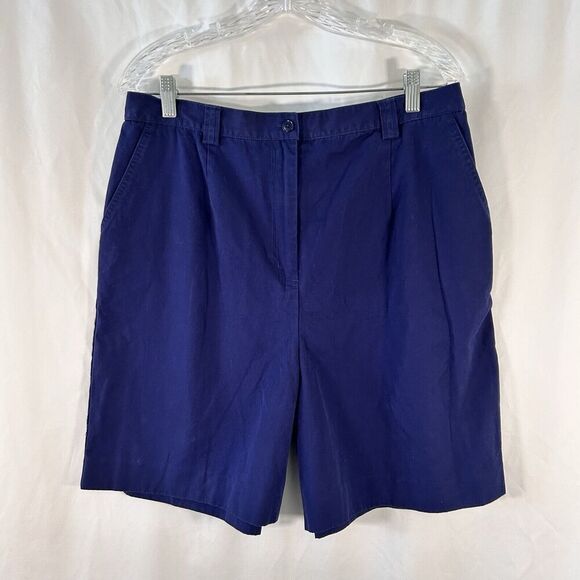 Pendleton Shorts Women's 16 Solid Blue Chino Pockets 7" Inseam 100% Cotton - Picture 1 of 6